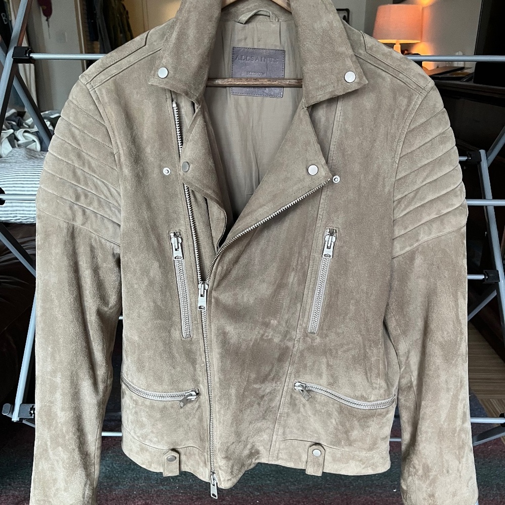 Allsaints Catch Suede Biker Jacket - Size M